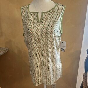 Liz Claiborne Green and Pink Patterned Blouse